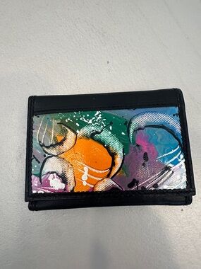 Hand painted Artistic Multicolor Women's Wallet - Black Trim